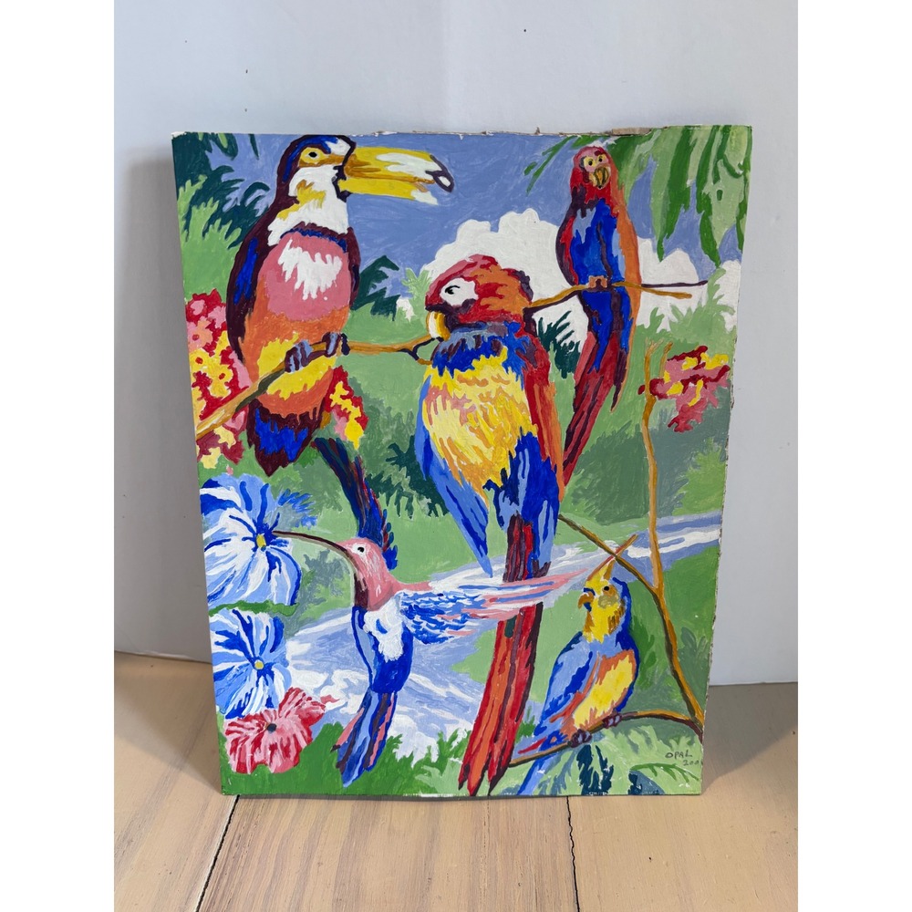 Vintage Royal Brush TROPICAL BIRDS Paint By Number (PJS15) Painting Toucan Macaw